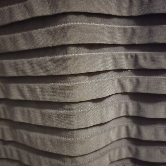 Adrianna Papell Shutter Pleat Jersey Sheath Illusion-Black Stripe Dress NWT - Picture 4 of 8